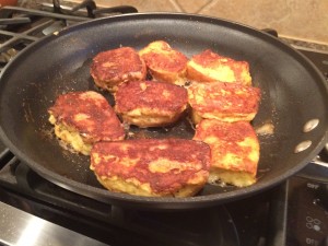 Almond Croissant French Toast with Bacon Candy